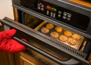 Baking Mary Berry Chocolate Chip Cookies in the oven